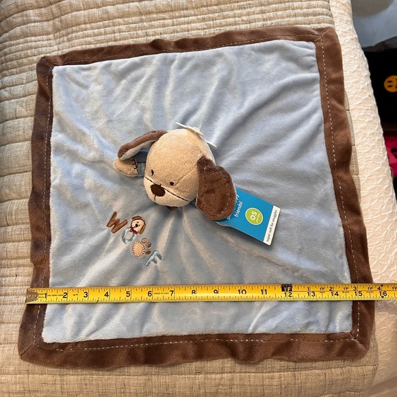 Carter's “WOOF” Blue & Brown Puppy Dog Lovey Rattle Blanket - Picture 9 of 9
